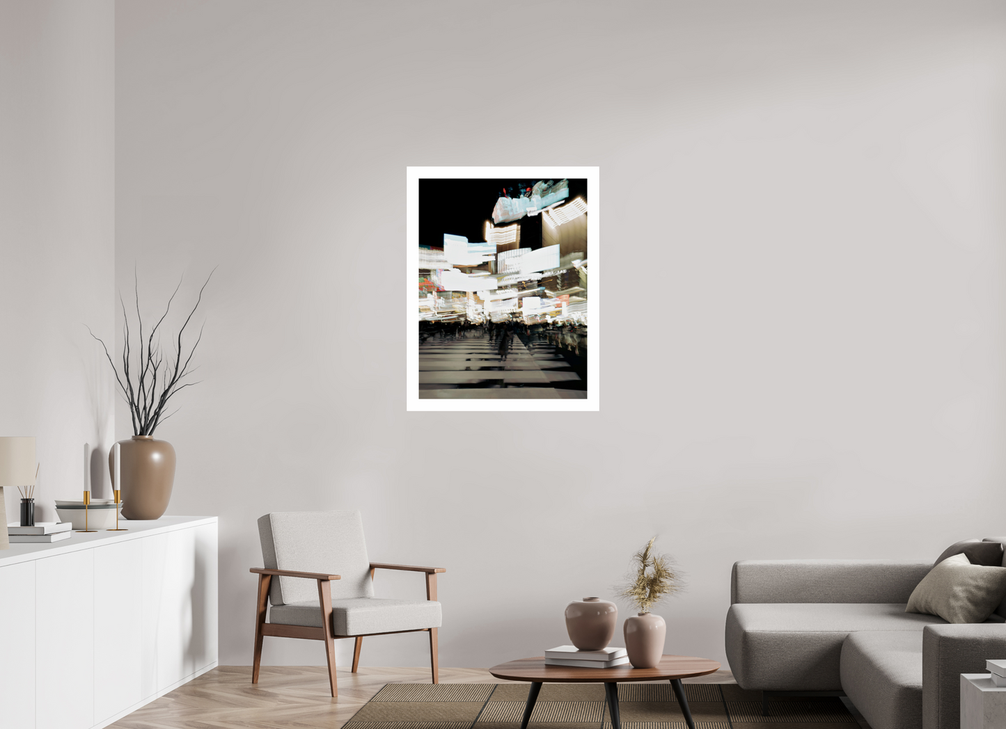 70 x 91,7 cm, Unframed Photo Print On Fuji Crystal DP II 5cm white border Blurred Shibuya