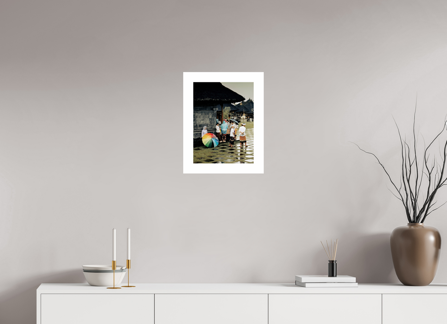 30 x 40,4 cm, Unframed Photo Print On Fuji Crystal DP II 5cm white border Standing out the rain at ceremony