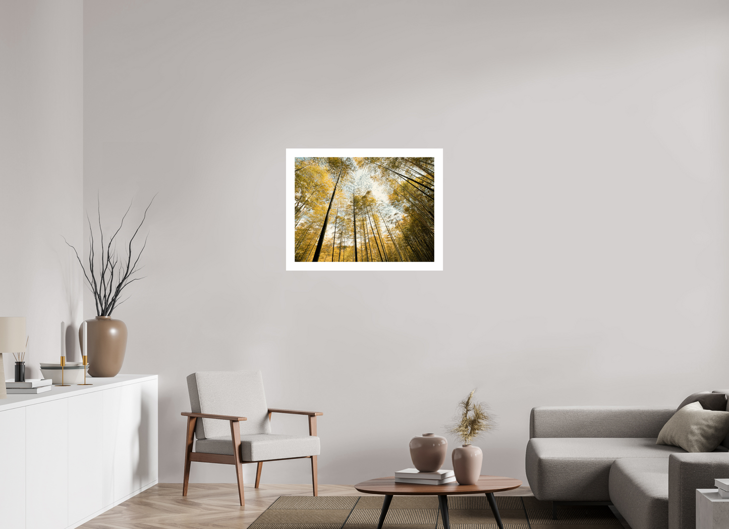 80 x 60 cm, Unframed Photo Print On Fuji Crystal DP II 5cm white border Yellow trees of Japan