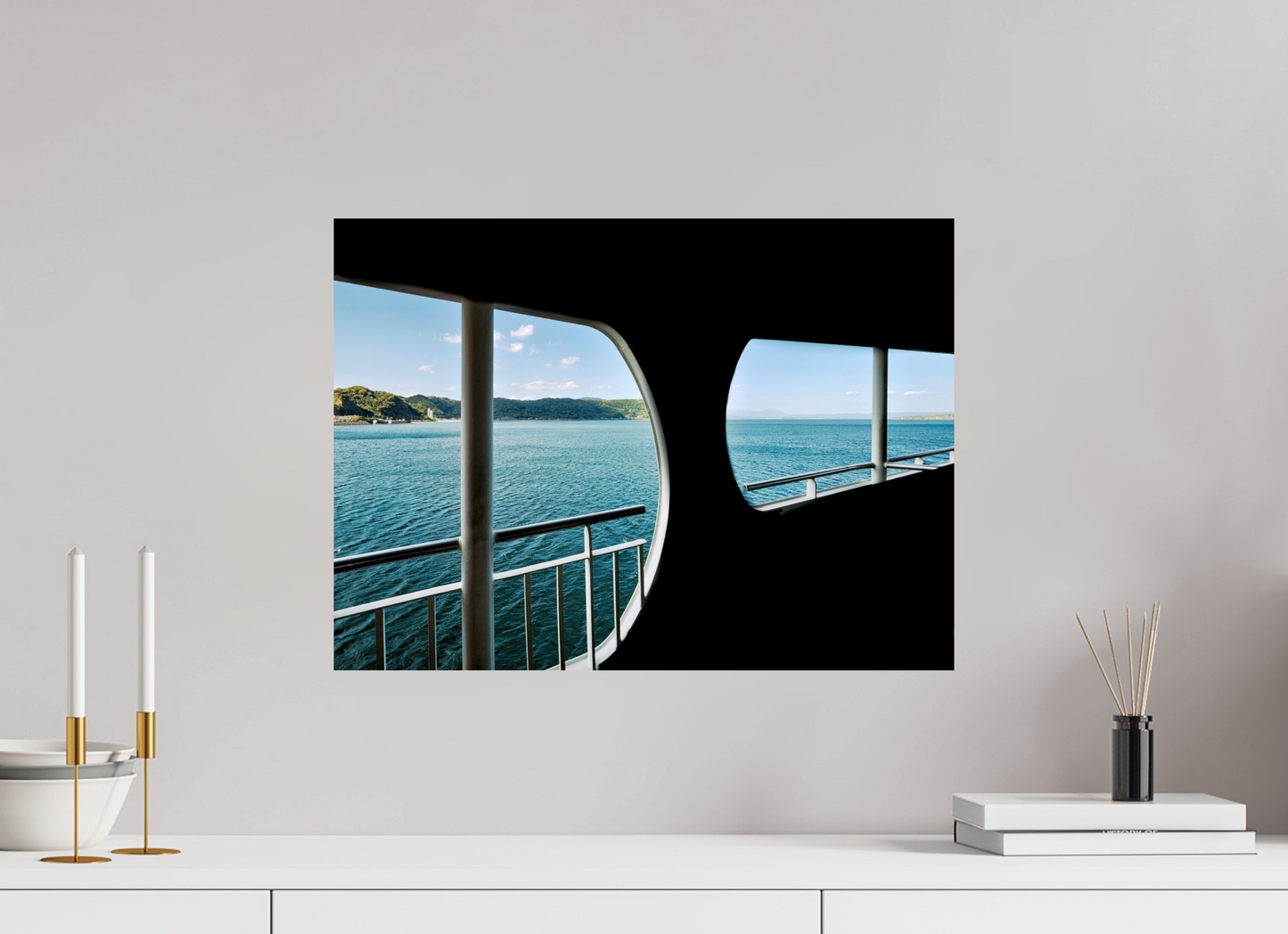54,9 x 40 cm, Photo Print On Fuji Crystal DP II A ferry view - two window perspective