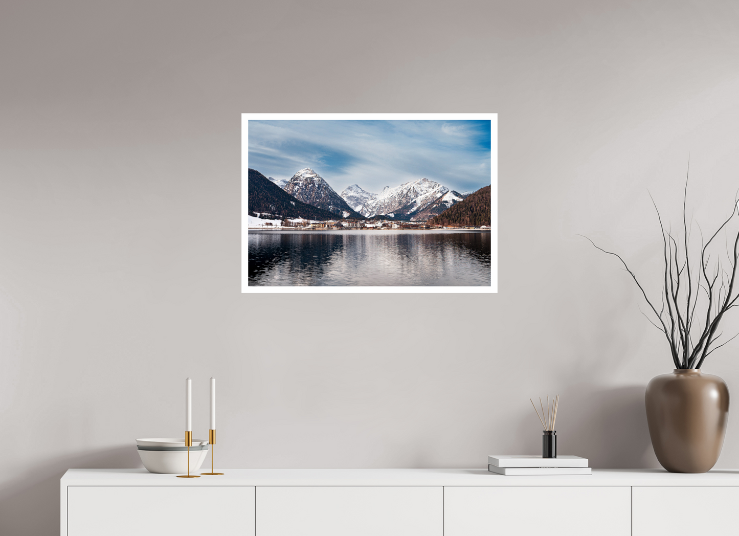 72,9 x 50 cm, Unframed Photo Print On Fuji Crystal DP II 2cm white border A village in Austria
