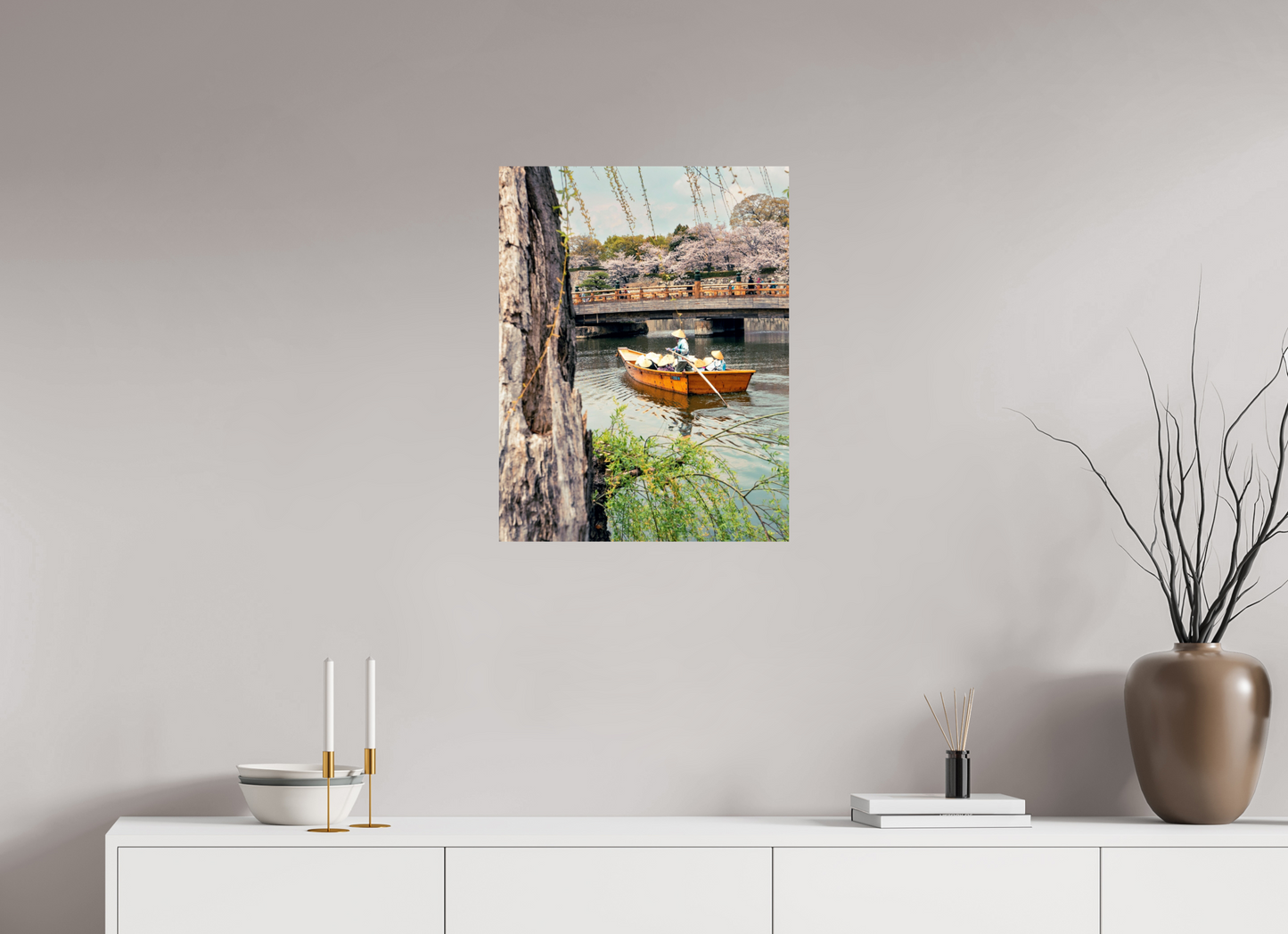50 x 64,7 cm, Photo Print On Fuji Crystal DP II A boat on Himeji river