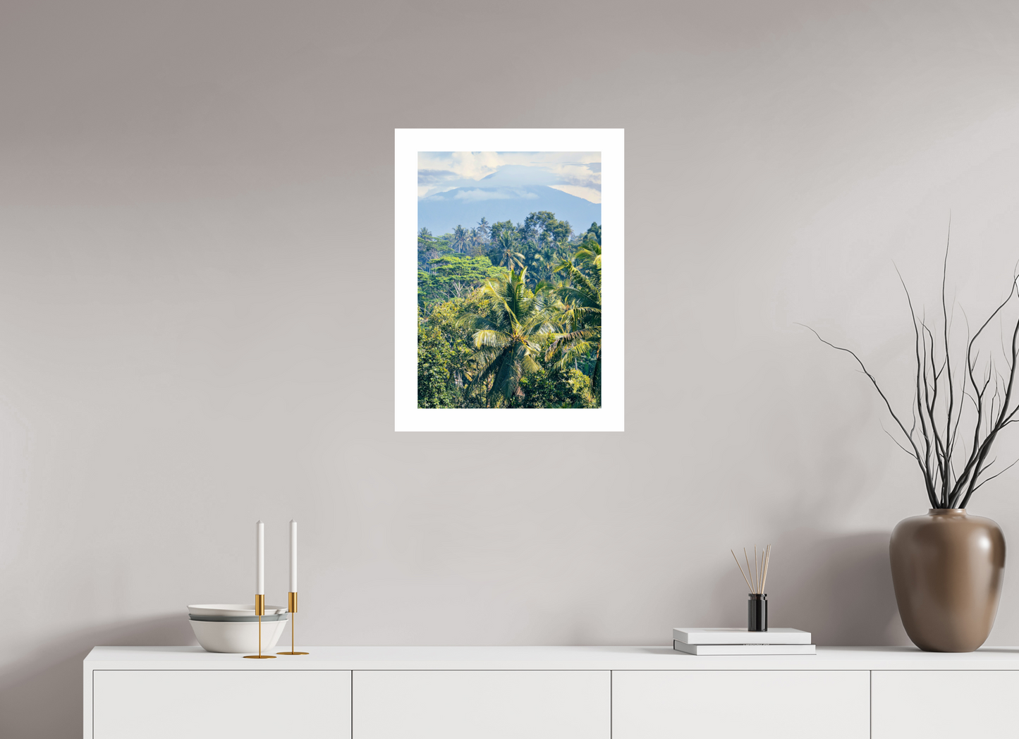 40 x 56 cm, Unframed Photo Print On Fuji Crystal DP II 5cm white border Tropical mountain