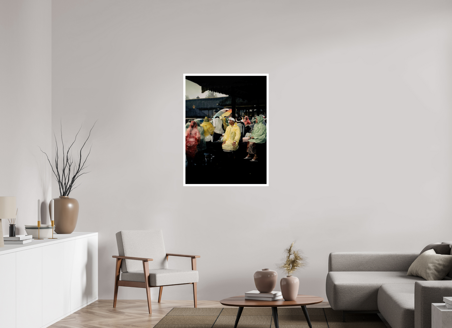 75 x 100 cm, Unframed Photo Print On Fuji Crystal DP II 2cm white border Sitting out the rain