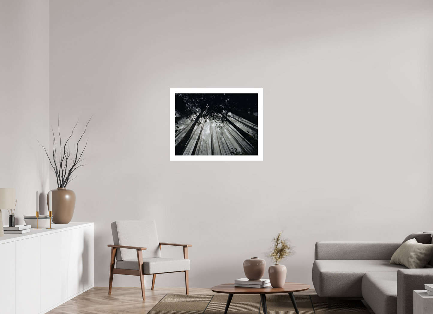 80 x 60 cm, Unframed Photo Print On Fuji Crystal DP II 5cm white border The morning forest