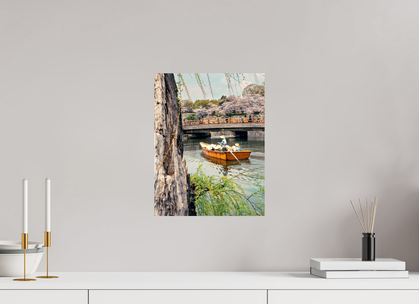 30 x 38,8 cm, Photo Print On Fuji Crystal DP II A boat on Himeji river