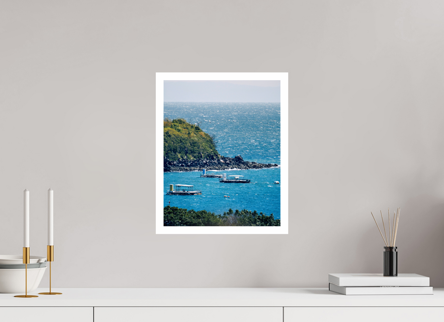 30 x 37,5 cm, Unframed Photo Print On Fuji Crystal DP II 2cm white border Boats at shore