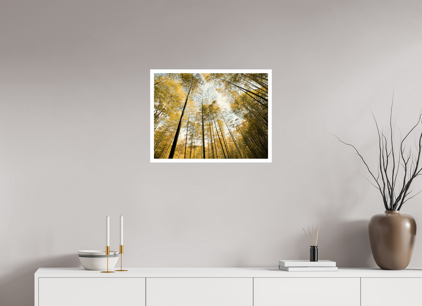 60 x 45 cm, Unframed Photo Print On Fuji Crystal DP II 2cm white border Yellow trees of Japan