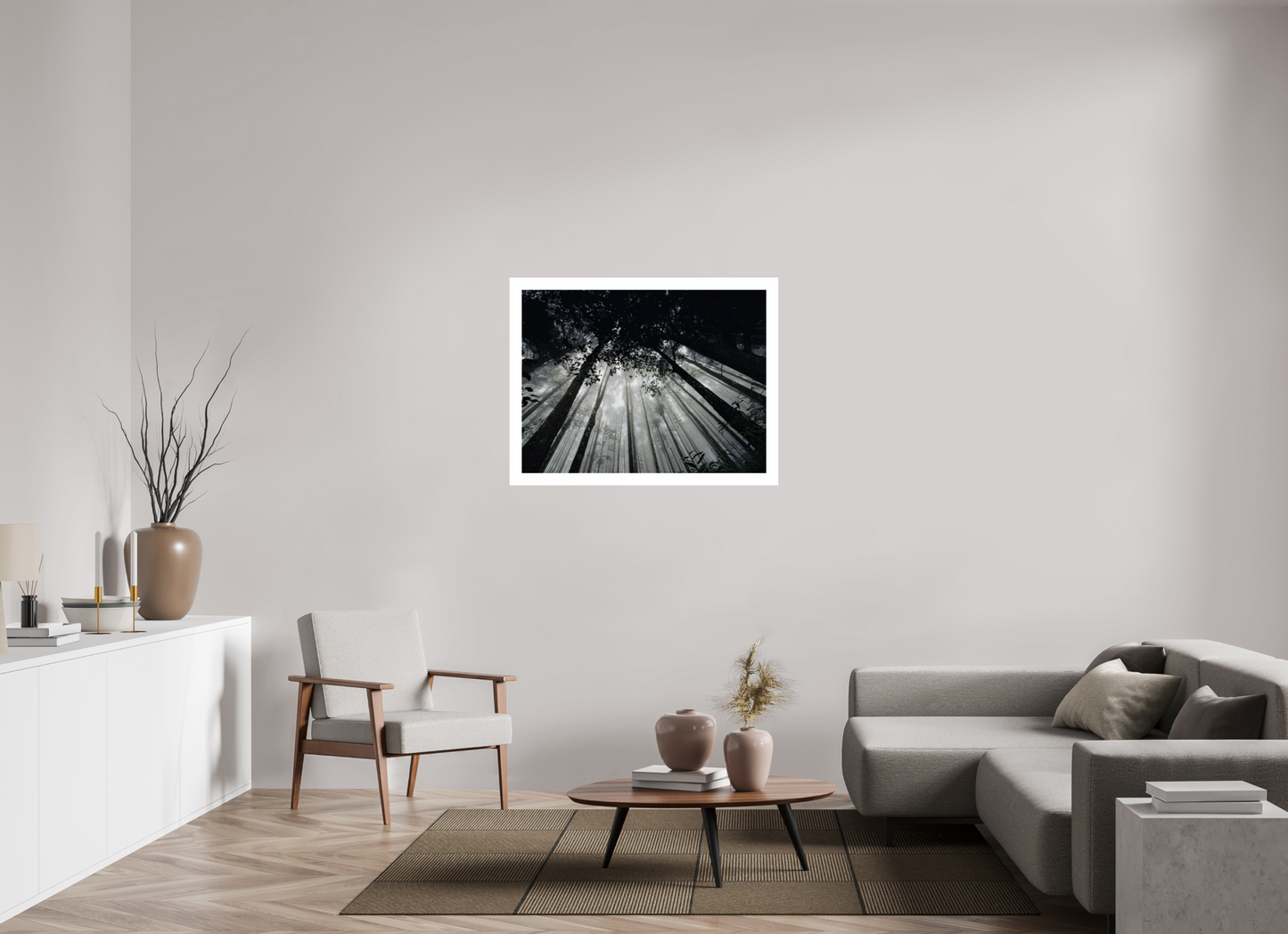 100 x 75 cm, Unframed Photo Print On Fuji Crystal DP II 5cm white border The morning forest