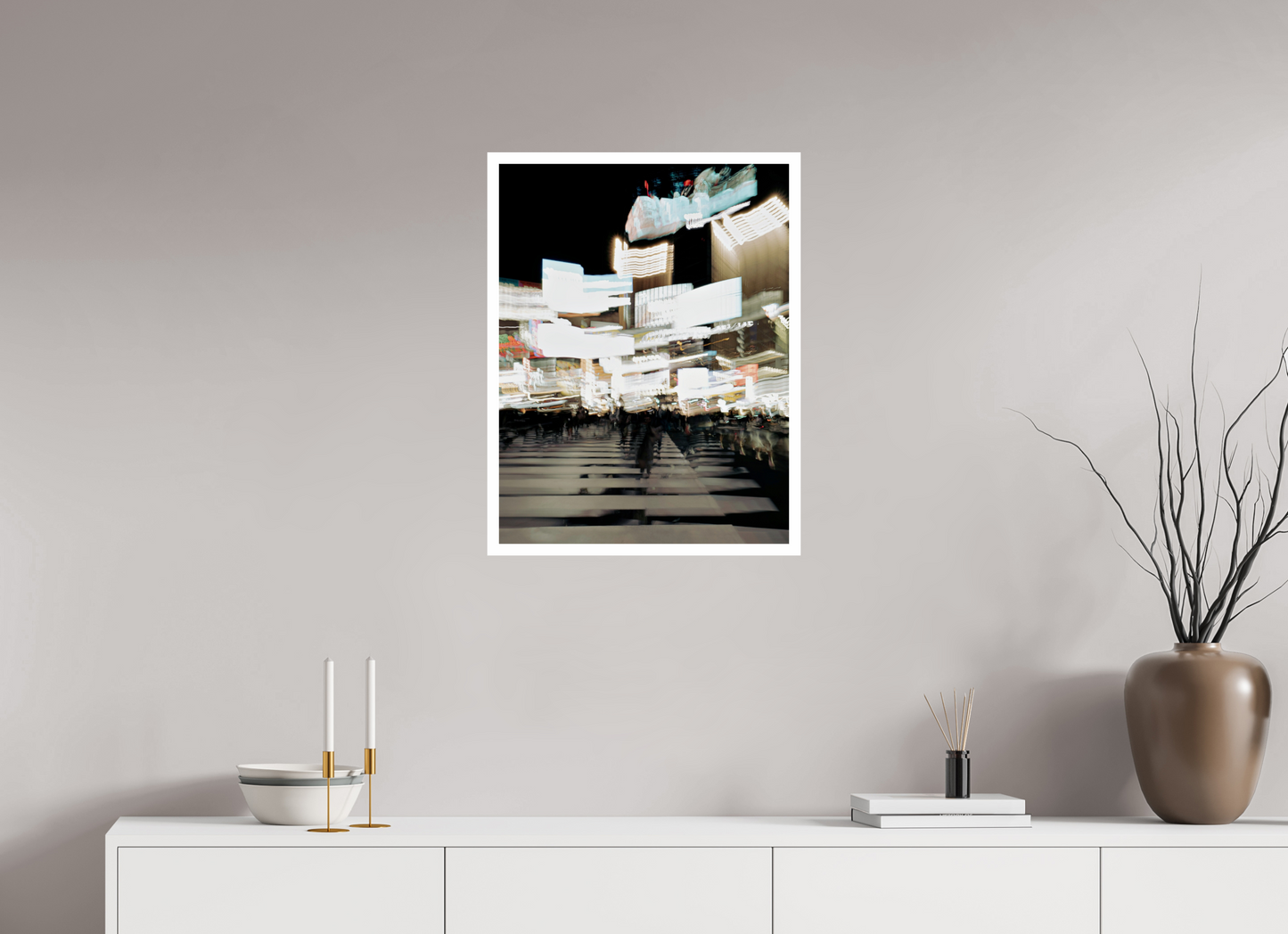 50 x 65,5 cm, Unframed Photo Print On Fuji Crystal DP II 2cm white border Blurred Shibuya