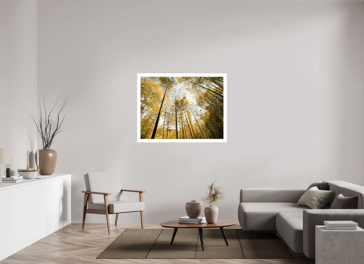 120 x 90 cm, Unframed Photo Print On Fuji Crystal DP II 5cm white border Yellow trees of Japan