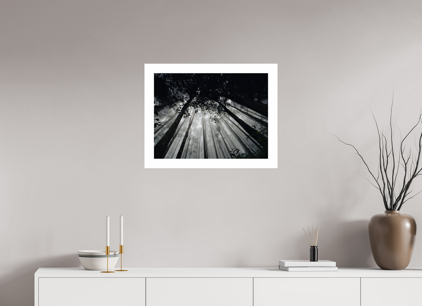 60 x 45 cm, Unframed Photo Print On Fuji Crystal DP II 5cm white border The morning forest