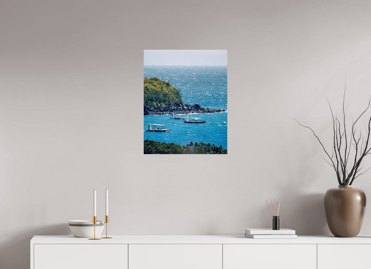 50 x 62,5 cm, Photo Print On Fuji Crystal DP II Boats at shore