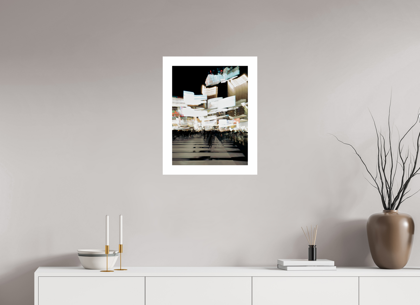40 x 52,4 cm, Unframed Photo Print On Fuji Crystal DP II 5cm white border Blurred Shibuya