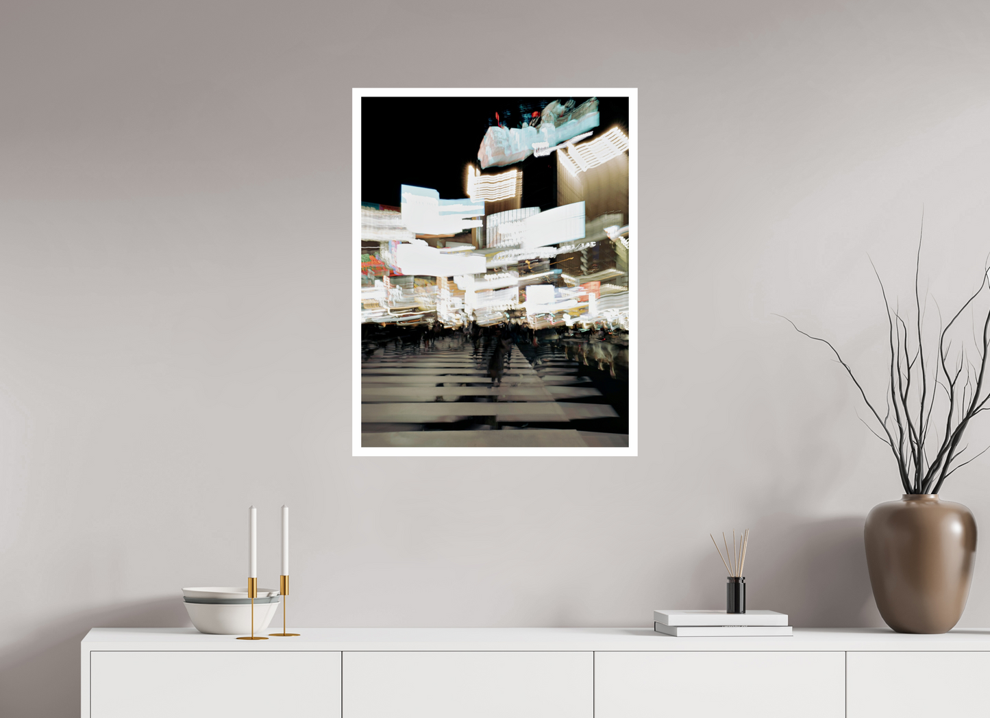 60 x 78,6 cm, Unframed Photo Print On Fuji Crystal DP II 2cm white border Blurred Shibuya