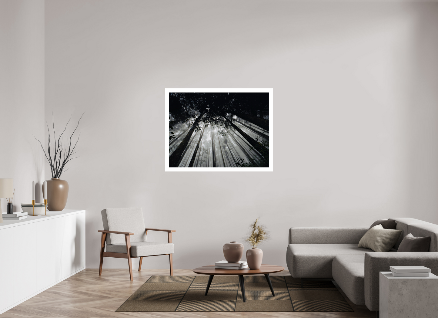 120 x 90 cm, Unframed Photo Print On Fuji Crystal DP II 5cm white border The morning forest