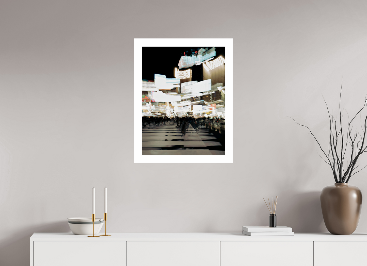 50 x 65,5 cm, Unframed Photo Print On Fuji Crystal DP II 5cm white border Blurred Shibuya