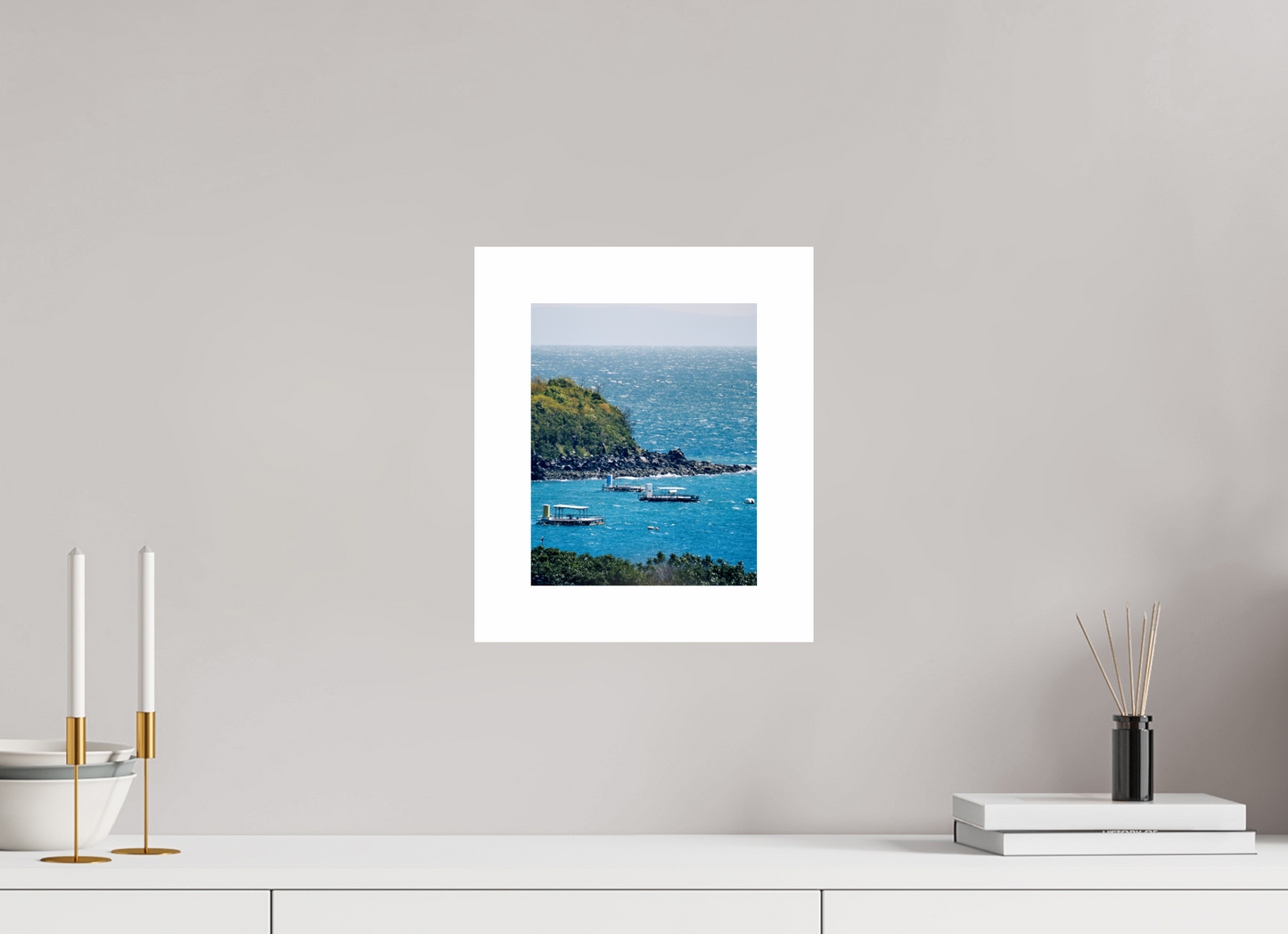20 x 25 cm, Unframed Photo Print On Fuji Crystal DP II 5cm white border Boats at shore