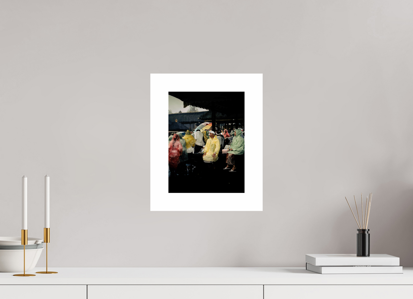 21 x 28 cm, Unframed Photo Print On Fuji Crystal DP II 5cm white border Sitting out the rain