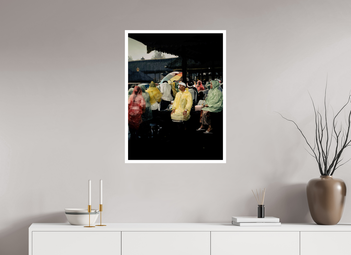 60 x 80 cm, Unframed Photo Print On Fuji Crystal DP II 2cm white border Sitting out the rain