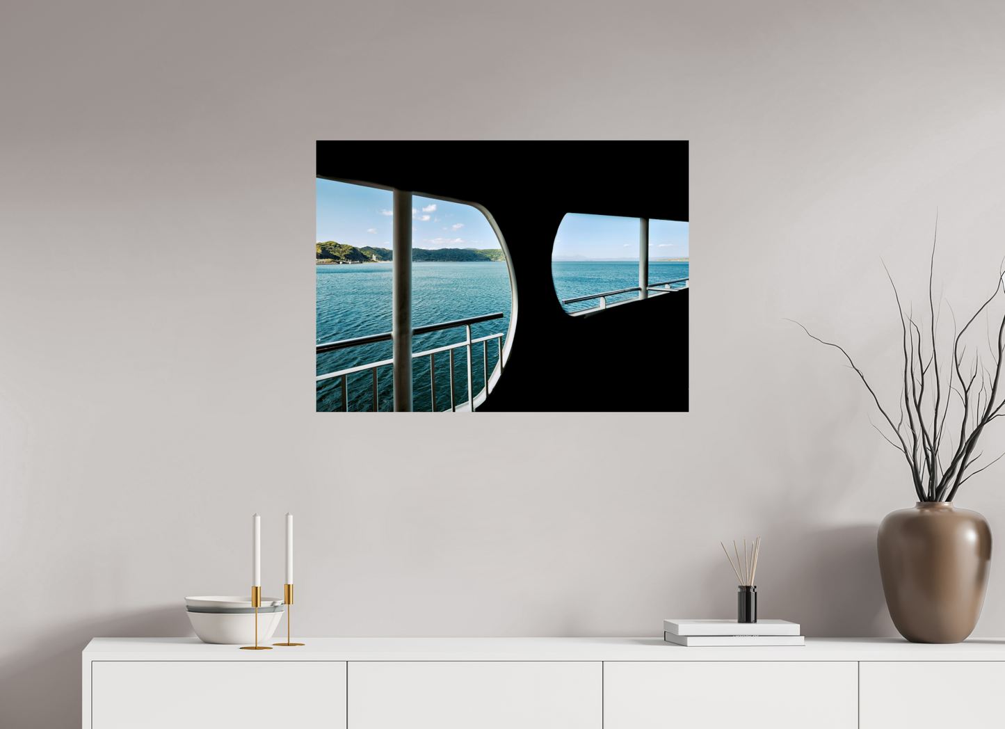 82,3 x 60 cm, Photo Print On Fuji Crystal DP II A ferry view - two window perspective