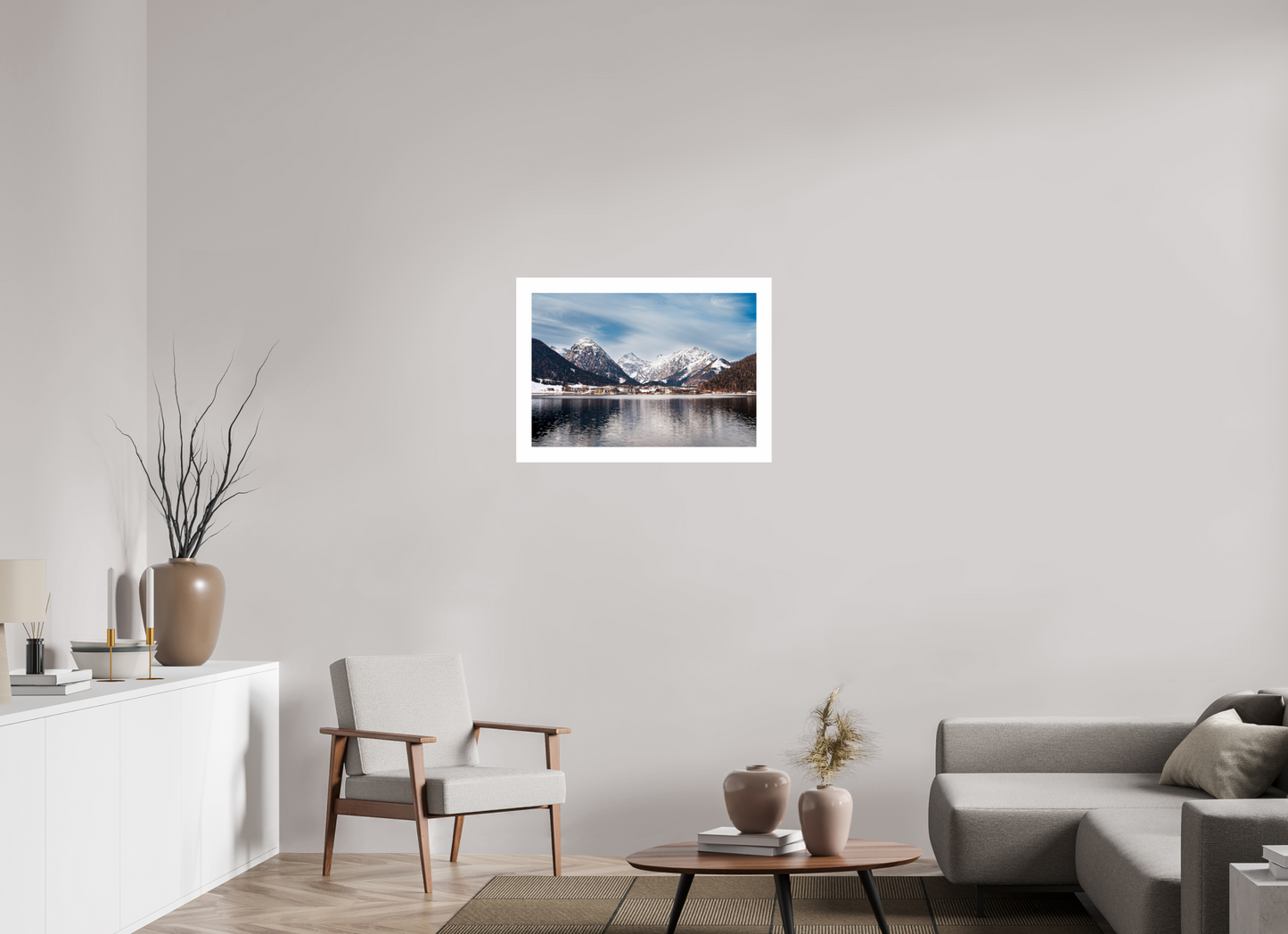 72,9 x 50 cm, Unframed Photo Print On Fuji Crystal DP II 5cm white border A village in Austria