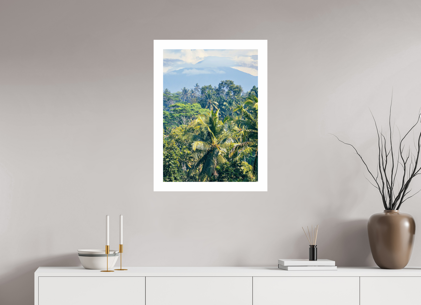 50 x 70 cm, Unframed Photo Print On Fuji Crystal DP II 5cm white border Tropical mountain