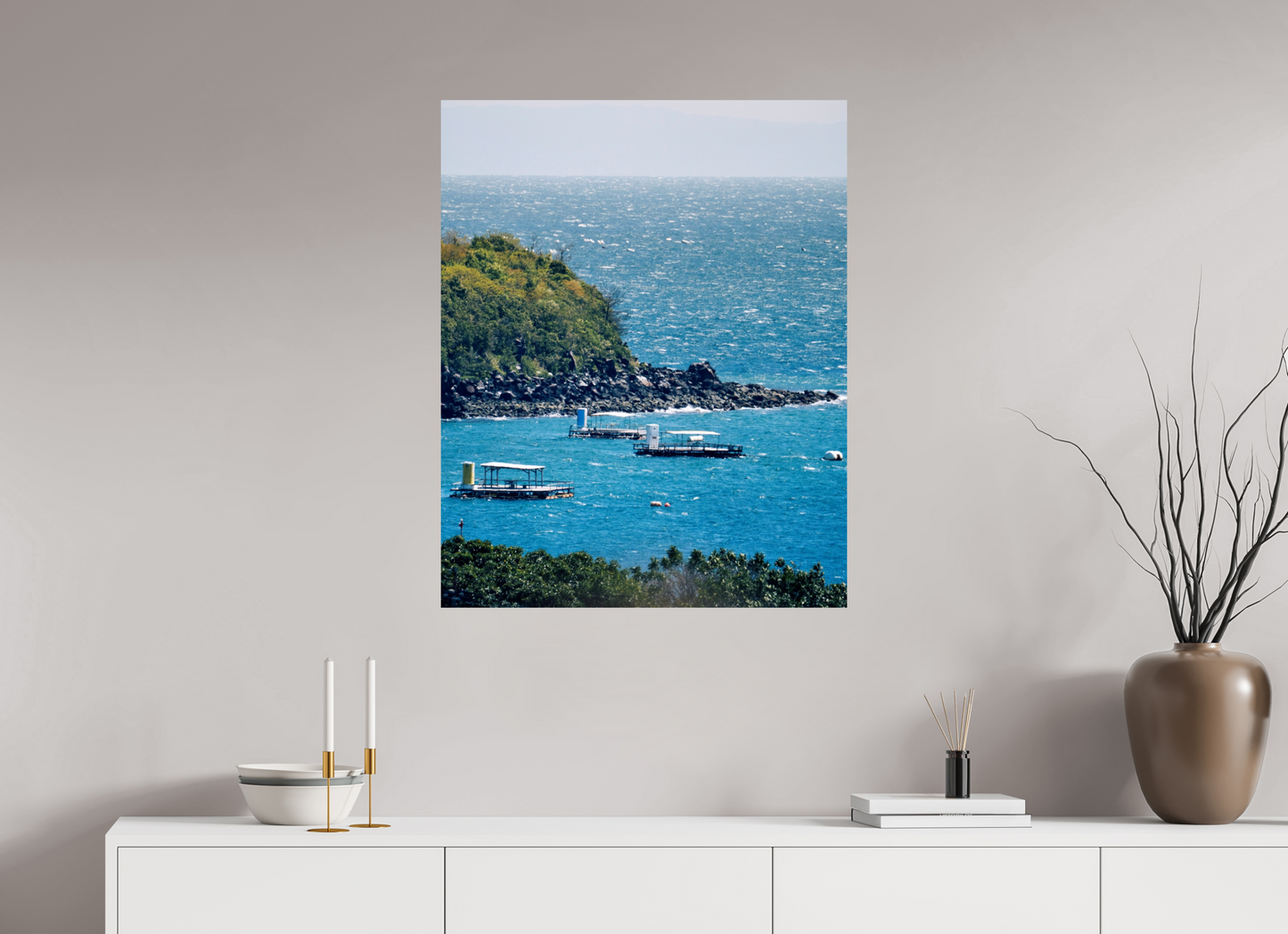 70 x 87,5 cm, Photo Print On Fuji Crystal DP II Boats at shore