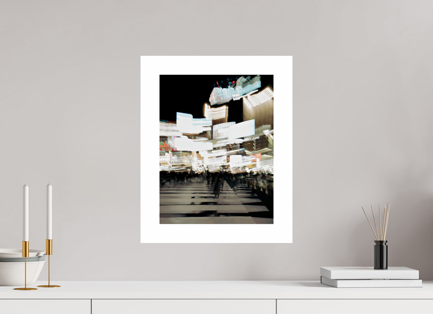 30 x 39,3 cm, Unframed Photo Print On Fuji Crystal DP II 5cm white border Blurred Shibuya