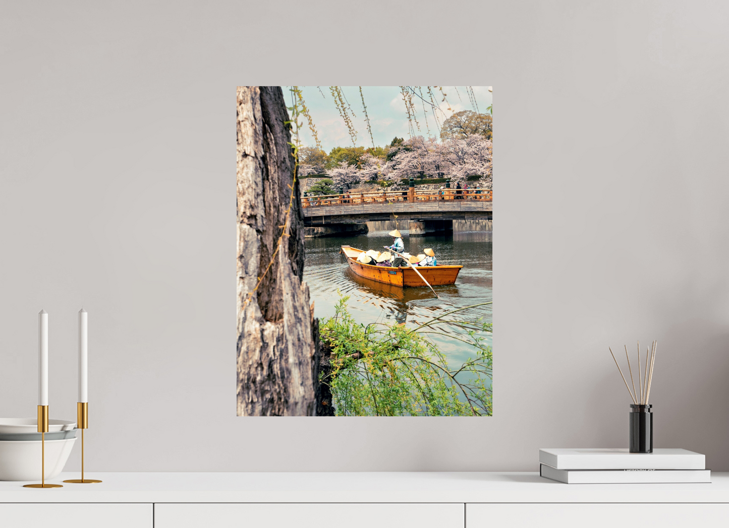 40 x 51,7 cm, Photo Print On Fuji Crystal DP II A boat on Himeji river