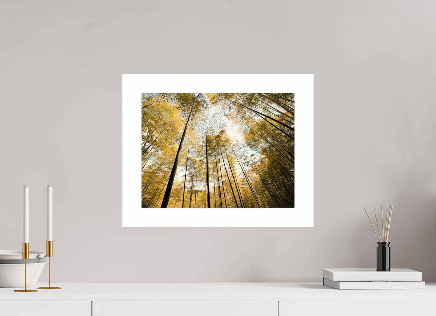 40 x 30 cm, Unframed Photo Print On Fuji Crystal DP II 5cm white border Yellow trees of Japan