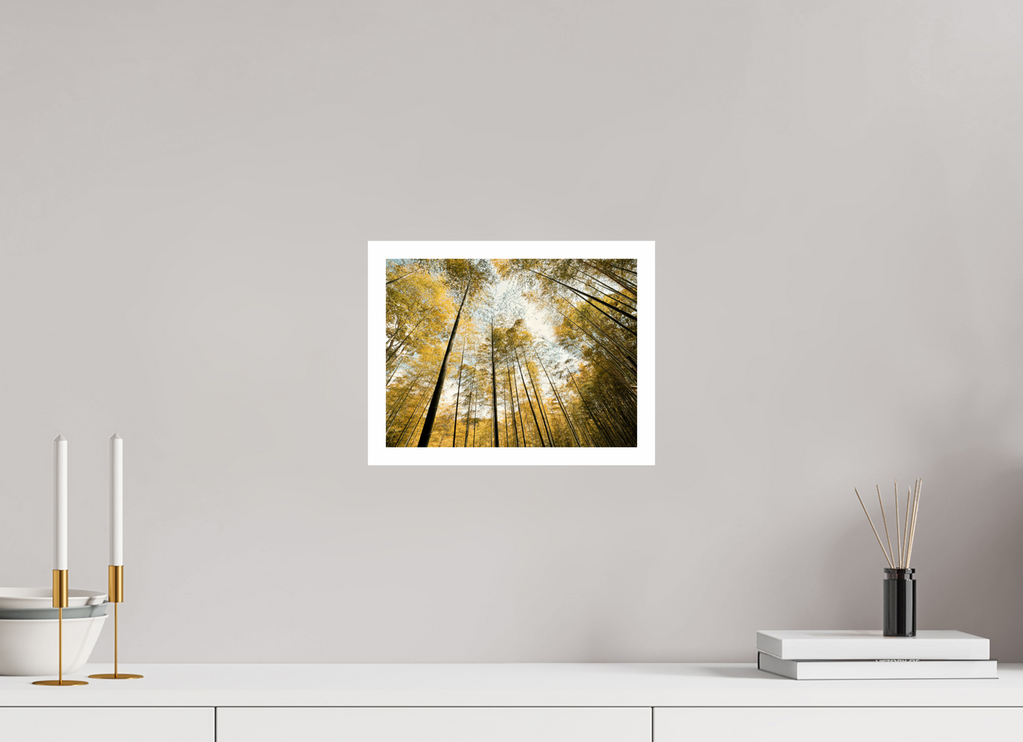 28 x 21 cm, Unframed Photo Print On Fuji Crystal DP II 2cm white border Yellow trees of Japan