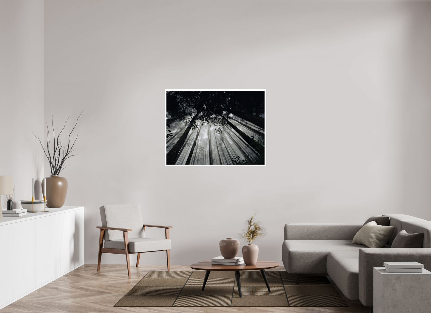 120 x 90 cm, Unframed Photo Print On Fuji Crystal DP II 2cm white border The morning forest