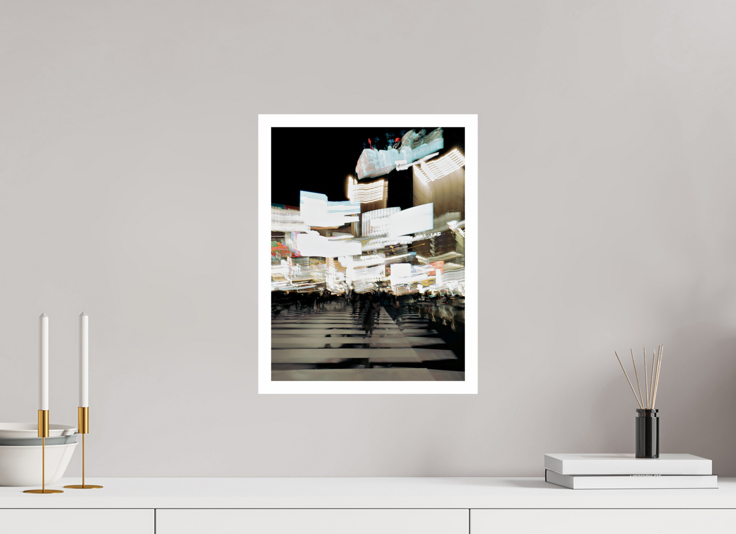 30 x 39,3 cm, Unframed Photo Print On Fuji Crystal DP II 2cm white border Blurred Shibuya