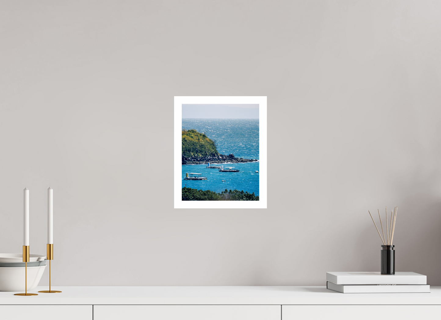 20 x 25 cm, Unframed Photo Print On Fuji Crystal DP II 2cm white border Boats at shore