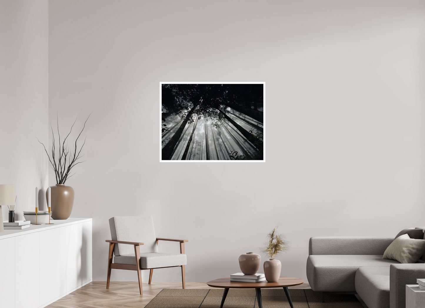 100 x 75 cm, Unframed Photo Print On Fuji Crystal DP II 2cm white border The morning forest