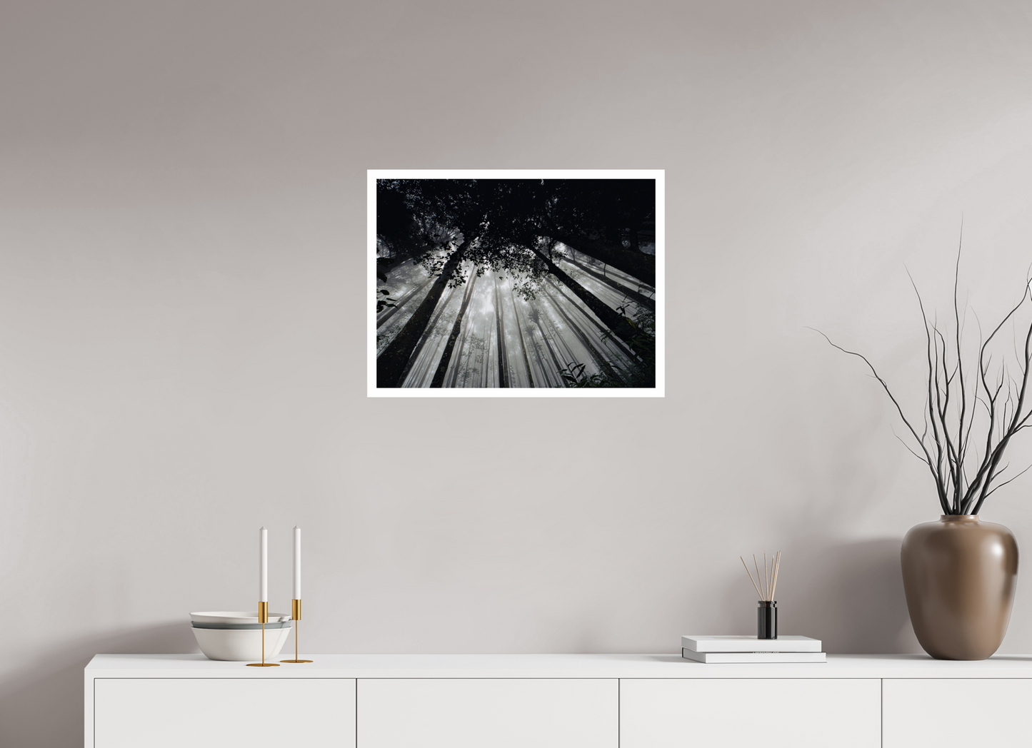 60 x 45 cm, Unframed Photo Print On Fuji Crystal DP II 2cm white border The morning forest