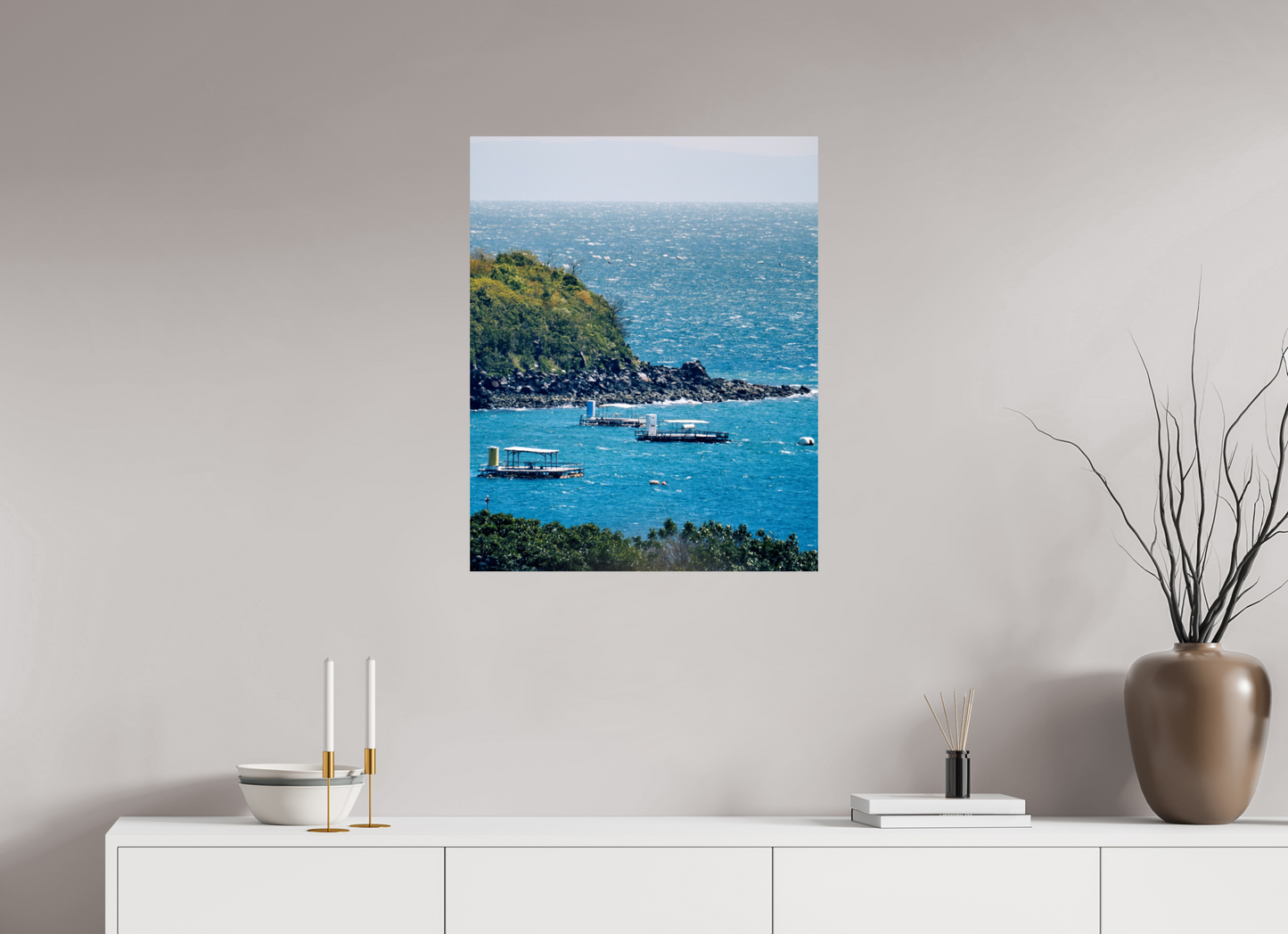 60 x 75 cm, Photo Print On Fuji Crystal DP II Boats at shore